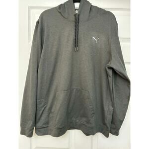 Puma Men’s Gray Hooded Sweatshirt Size L Kangaroo Pocket Logo Casual Athletic